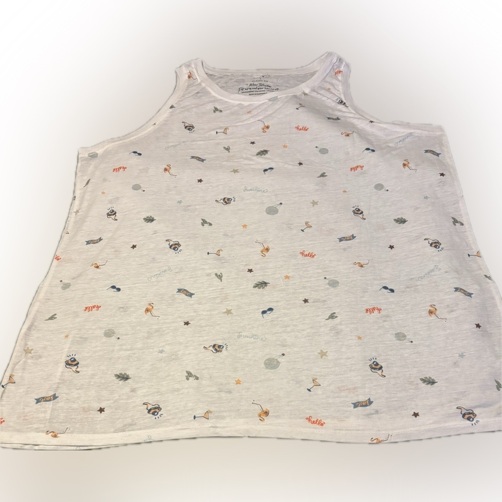Torrid White Tank Top with Colorful Summer Themed Print